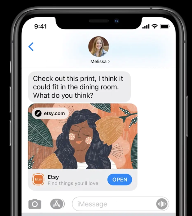 蘋果消息應用中的鏈接圖